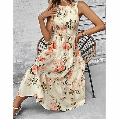 Women's Floral Tiered Midi Dress
