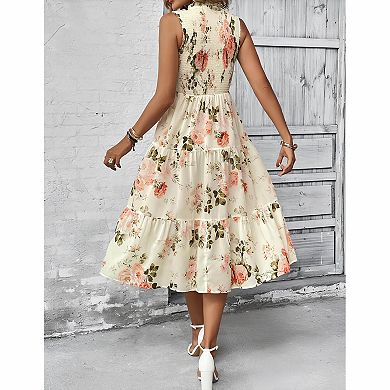 Women's Floral Tiered Midi Dress