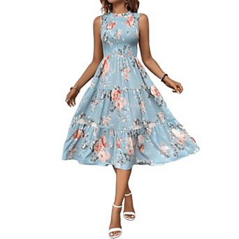 Women's Floral Tiered Midi Dress