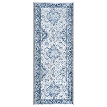 Traditional Vintage Floral Area Rug - Soft Low Pile, Washable & Non-Slip Carpet