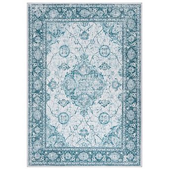Traditional Vintage Floral Area Rug - Soft Low Pile, Washable & Non-Slip Carpet