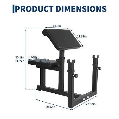 Adjustable Preacher Curl Bench,Bicep Strength Bench with Thick Seat and Arm Cushions