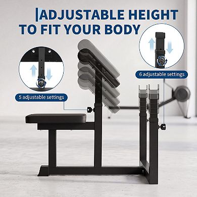Adjustable Preacher Curl Bench,Bicep Strength Bench with Thick Seat and Arm Cushions