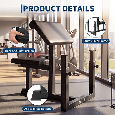Adjustable Preacher Curl Bench,Bicep Strength Bench with Thick Seat and Arm Cushions