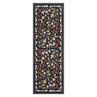 Modern Floral Washable Rug Non Slip Entryway Mat Farmhouse Accent Carpet for Laundry Room Guest Room