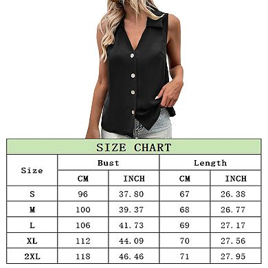 GlowSol Womens Summer Collar V Neck Button Sleeveless Tank Tops