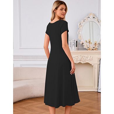 Women Maternity Shift Dress Casual Button Down Sundress