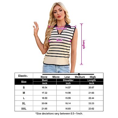 Women's Striped Collared Tank Top Casual Knit Shirt