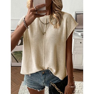 Women Knit Pullover Tank Top Sleeveless Exposed Seam Vest