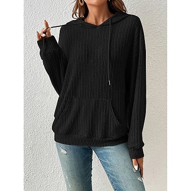 Women Hoodies Casual Drawstring Pullover Loose Sweatshirt with Pocket