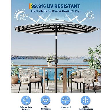 9FT Outdoor Patio Umbrella, Table Umbrella, Market Umbrella with Push Button Tilt and Crank