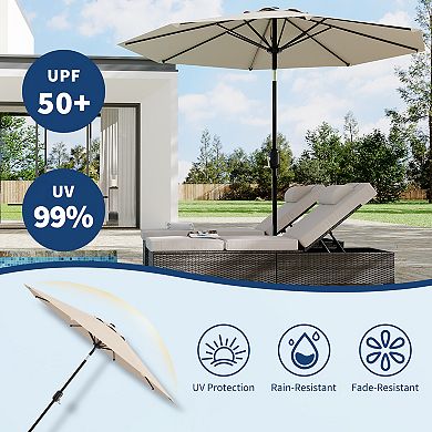 9FT Patio Umbrella Outdoor, Table Umbrella with Push Button Tilt and Crank