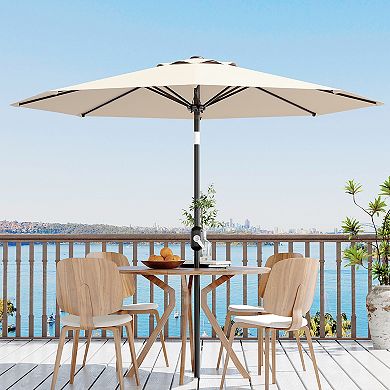 9FT Patio Umbrella Outdoor, Table Umbrella with Push Button Tilt and Crank