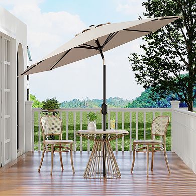 9FT Patio Umbrella Outdoor, Table Umbrella with Push Button Tilt and Crank