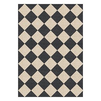Checkered Rug for Bedroom, Washable Modern Geometric Rug Soft Non Slip Minimalist Floor Rugs