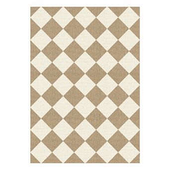 Checkered Rug for Bedroom, Washable Modern Geometric Rug Soft Non Slip Minimalist Floor Rugs