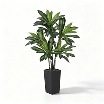 5FT Artificial Dracaena Tree with Planter, Tall Faux Plant in Pot for Home Office, Easy Assembly