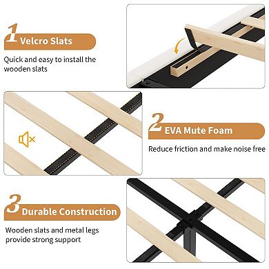 Upholstered Platform Bed Frame with Headboard, No Box Spring Needed, Heavy Duty, Easy Assembly