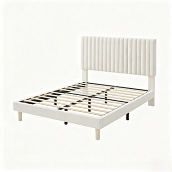 Upholstered Platform Bed Frame with Headboard, No Box Spring Needed, Heavy Duty, Easy Assembly