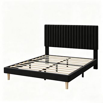 Upholstered Platform Bed Frame with Headboard, No Box Spring Needed, Heavy Duty, Easy Assembly
