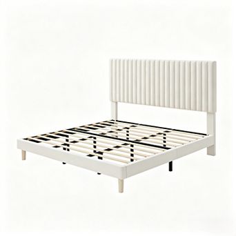 Upholstered Platform Bed Frame with Headboard, No Box Spring Needed, Heavy Duty, Easy Assembly