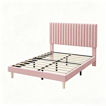 Upholstered Platform Bed Frame with Headboard, No Box Spring Needed, Heavy Duty, Easy Assembly