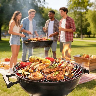 17In Round Adjustable Grill Grate, Multi-Position Height Adjustable Cooking Grid for Outdoor Camping