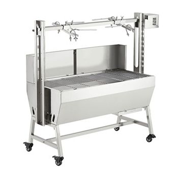 37-Inch Motorized Open-Fire Roasting System 132Lbs Capacity Backyard Catering Grill