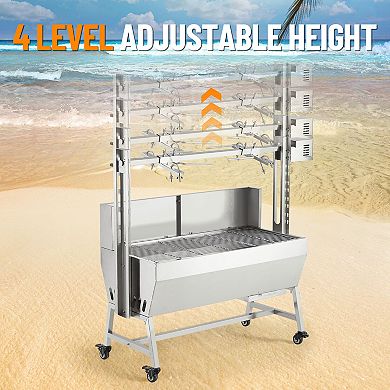 37-Inch Motorized Open-Fire Roasting System 132Lbs Capacity Backyard Catering Grill