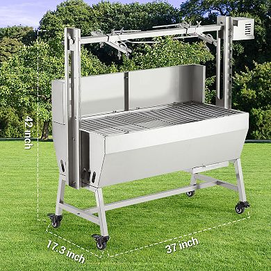 37-Inch Motorized Open-Fire Roasting System 132Lbs Capacity Backyard Catering Grill