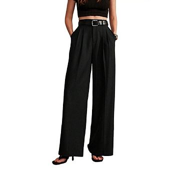 Women Wide Leg Pants High Waisted Business Casual Work Trousers Dressy Pants with Pockets