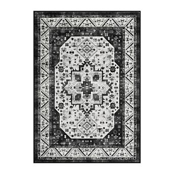Vintage Boho Area Rug Soft Short Pile, Non-Slip & Washable, Non-Shedding Floor Mat