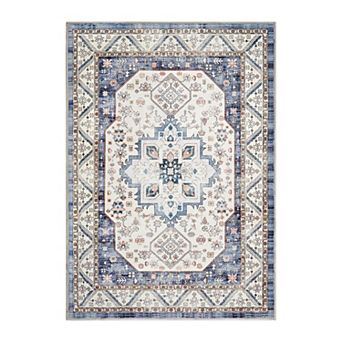 Vintage Boho Area Rug Soft Short Pile, Non-Slip & Washable, Non-Shedding Floor Mat