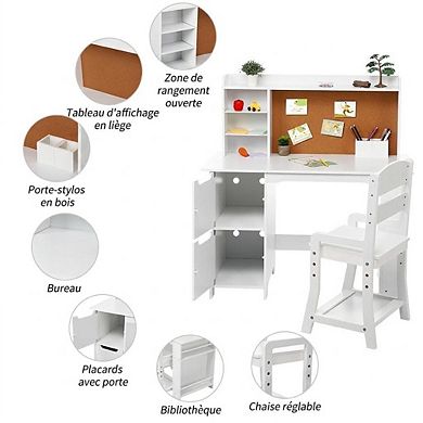 Kids Desk and Chair Set, Toddler Writing Table with Chair for Study and Drawing