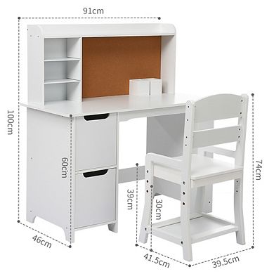 Kids Desk and Chair Set, Toddler Writing Table with Chair for Study and Drawing