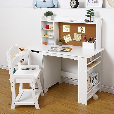 Kids Desk and Chair Set, Toddler Writing Table with Chair for Study and Drawing