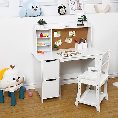 Kids Desk and Chair Set, Toddler Writing Table with Chair for Study and Drawing