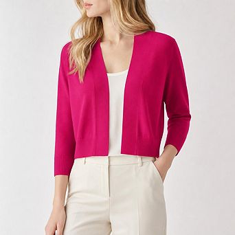 Women's Open Front Cropped Bolero Shrugs Casual Lightweight Knit 3/4 Sleeve Short Cardigan Sweaters
