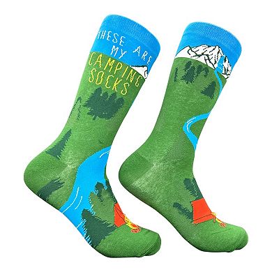 Mens Funny Camping Socks Bundle 6 Pack Socks With Awesome Graphics for Men