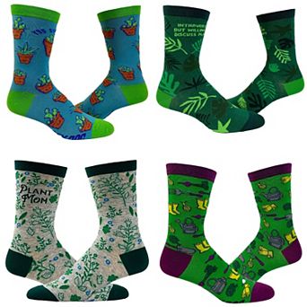 Womens Cute Plants Socks Bundle 4 Pack Socks With Funny Graphics for Ladies