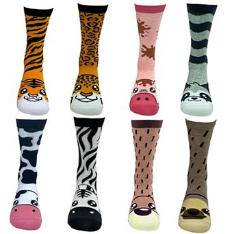 Womens Cute Toe Animals Socks Bundle 8 Pack Socks With Funny Graphics for Ladies