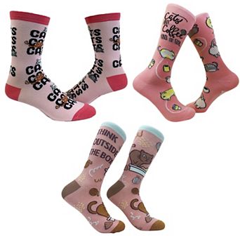 Womens Cute Cat Socks Bundle 3 Pack Socks With Funny Graphics for Ladies
