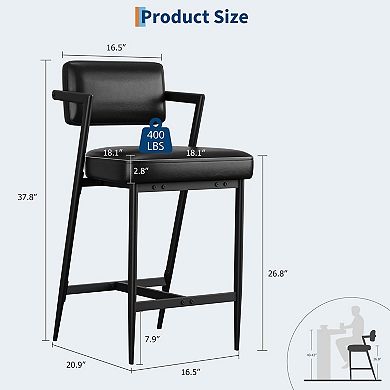 Bar Stools Set of 2 with Armrests,Tall Bar Chairs for Kitchen Island Home Bar