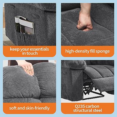 Manual Recliner Chair with Side Pockets for Living Room Bedroom