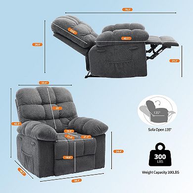 Manual Recliner Chair with Side Pockets for Living Room Bedroom
