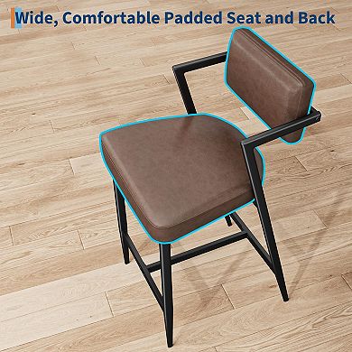 Bar Stools Set of 2 with Armrests,Tall Bar Chairs for Kitchen Island Home Bar