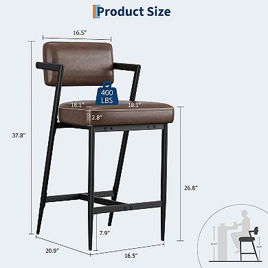 Bar Stools Set of 2 with Armrests,Tall Bar Chairs for Kitchen Island Home Bar