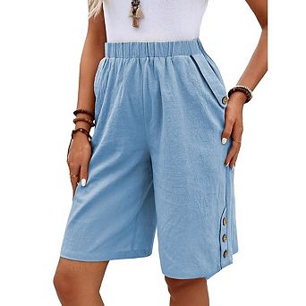 Women's Solid Color Elastic Waist Harem Pants with Pockets