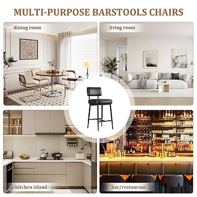Bar Stool set of 2, High Stools, Cushioned Bar Stools with Backrest and Footrest