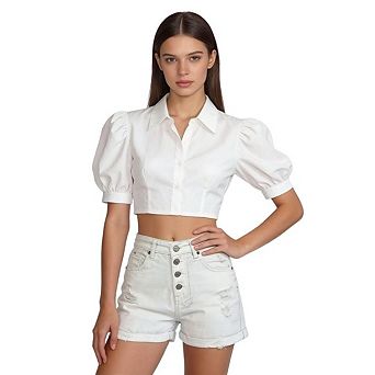 Womens High Waisted Stretchy Trendy Button Fly Rolled Hem Casual Jean Shorts